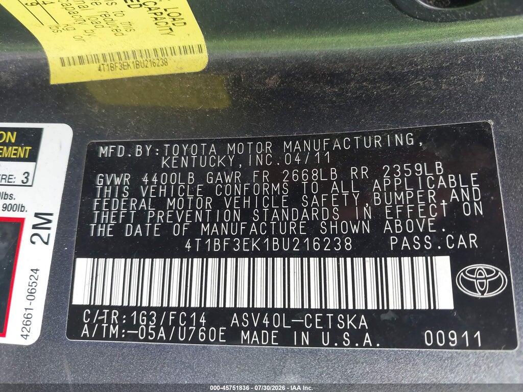 4T1BF3EK1BU216238 2011 TOYOTA CAMRY photo no. 9