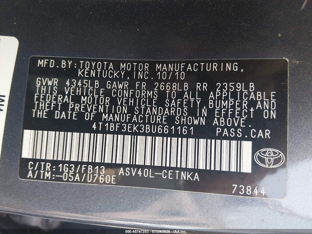 4T1BF3EK3BU661161 2011 TOYOTA CAMRY photo no. 9