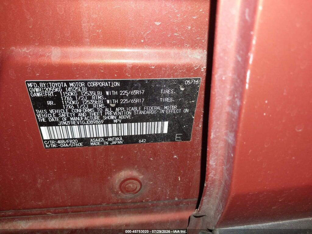 JTMZFREV1GJ089869 2016 TOYOTA RAV4 photo no. 9