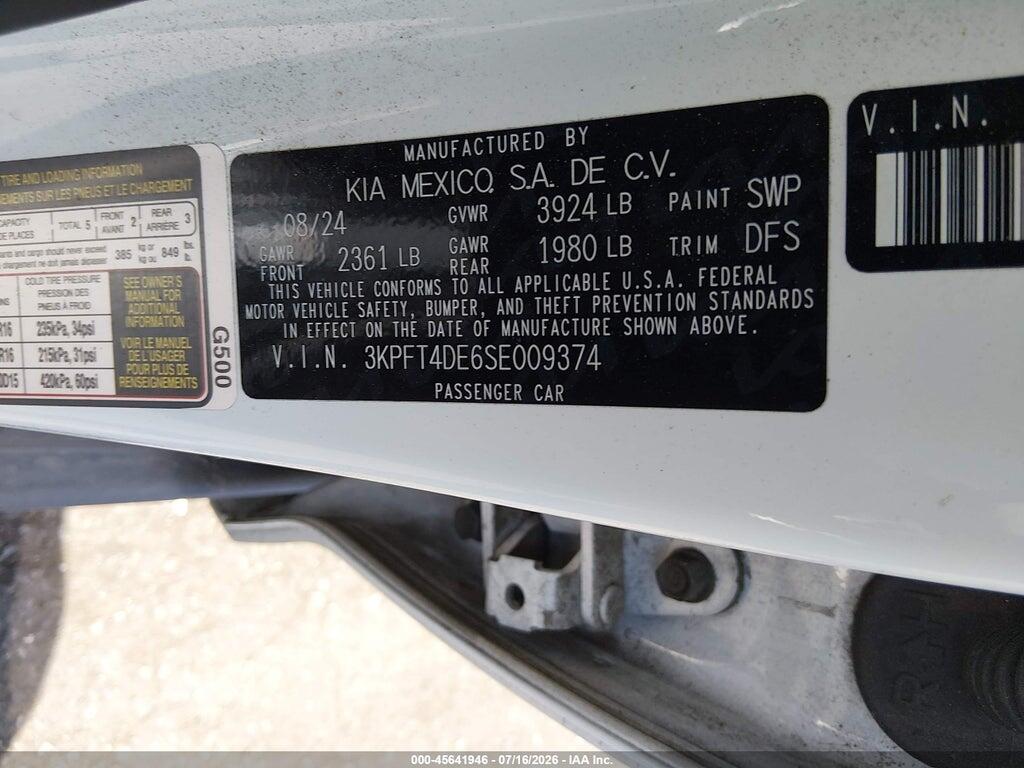 3KPFT4DE6SE009374 2025 KIA K4 photo no. 9