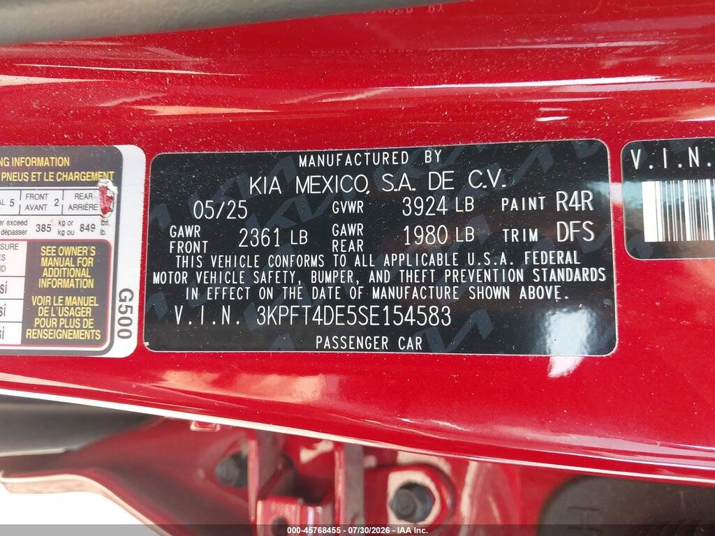 3KPFT4DE5SE154583 2025 KIA K4 photo no. 9