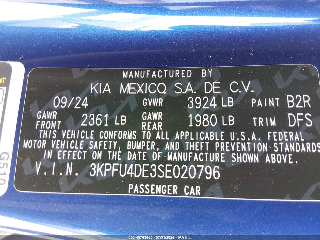 3KPFU4DE3SE020796 2025 KIA K4 photo no. 9