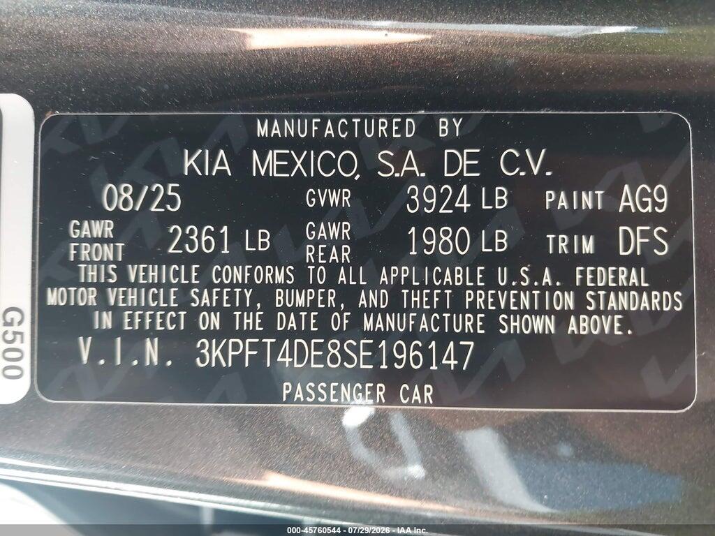 3KPFT4DE8SE196147 2025 KIA K4 photo no. 9