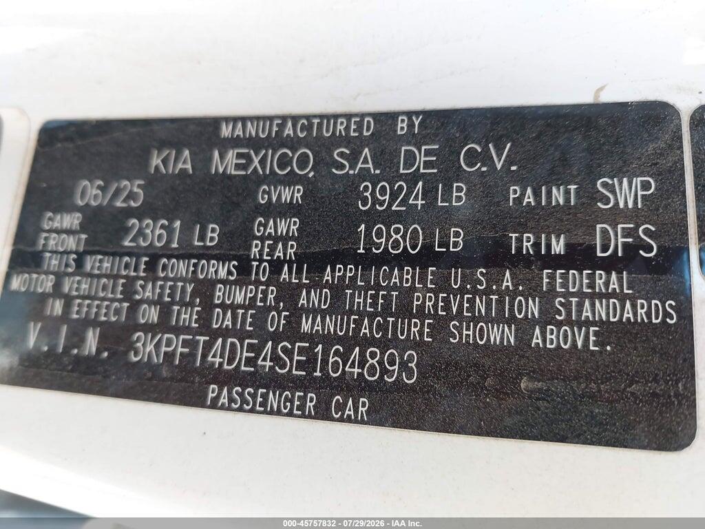 3KPFT4DE4SE164893 2025 KIA K4 photo no. 9