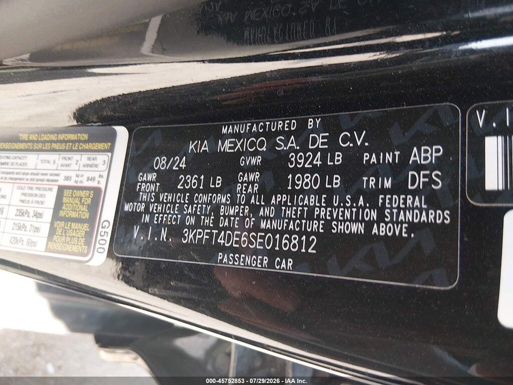 3KPFT4DE6SE016812 2025 KIA K4 photo no. 9