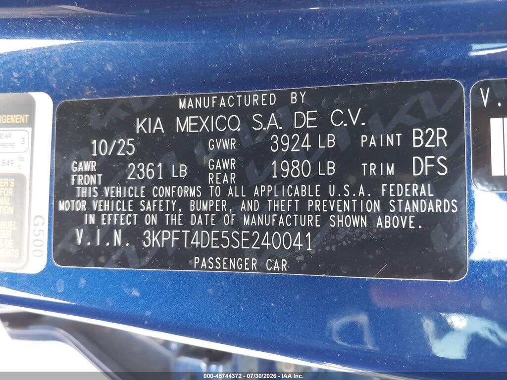 3KPFT4DE5SE240041 2025 KIA K4 photo no. 9