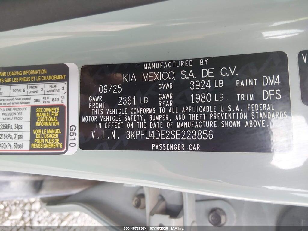 3KPFU4DE2SE223856 2025 KIA K4 photo no. 9