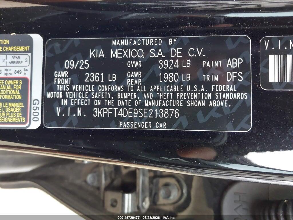 3KPFT4DE9SE213876 2025 KIA K4 photo no. 9