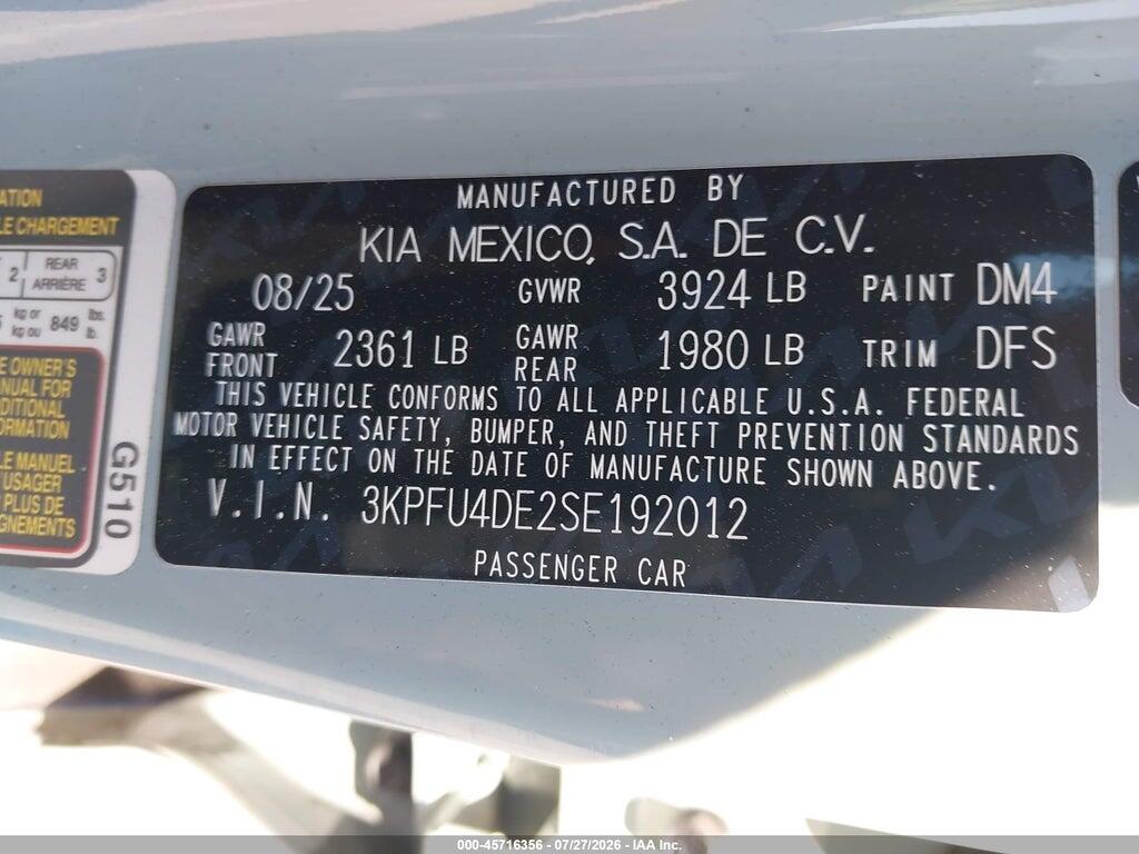 3KPFU4DE2SE192012 2025 KIA K4 photo no. 9