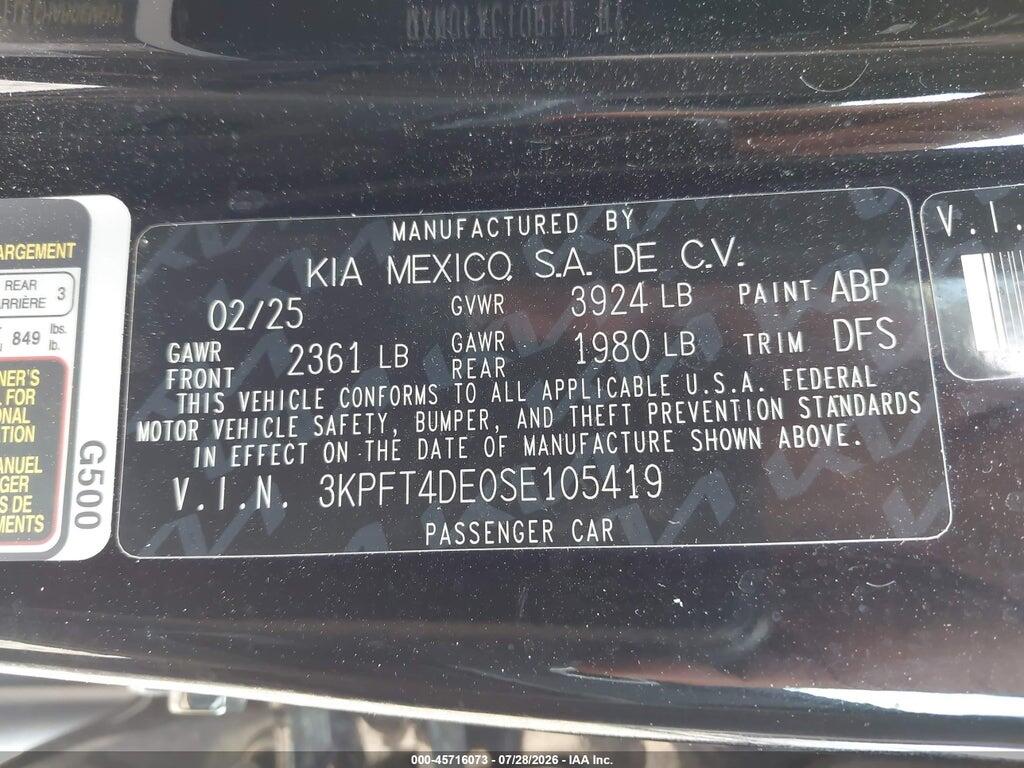 3KPFT4DE0SE105419 2025 KIA K4 photo no. 9