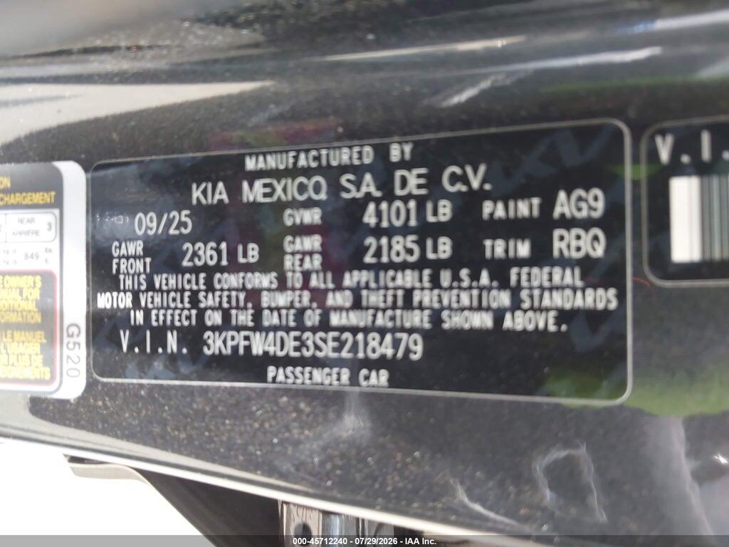 3KPFW4DE3SE218479 2025 KIA K4 photo no. 9