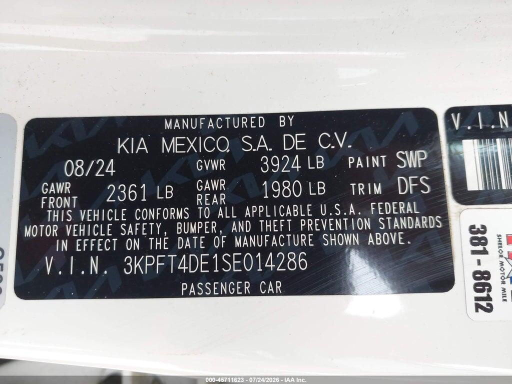 3KPFT4DE1SE014286 2025 KIA K4 photo no. 9