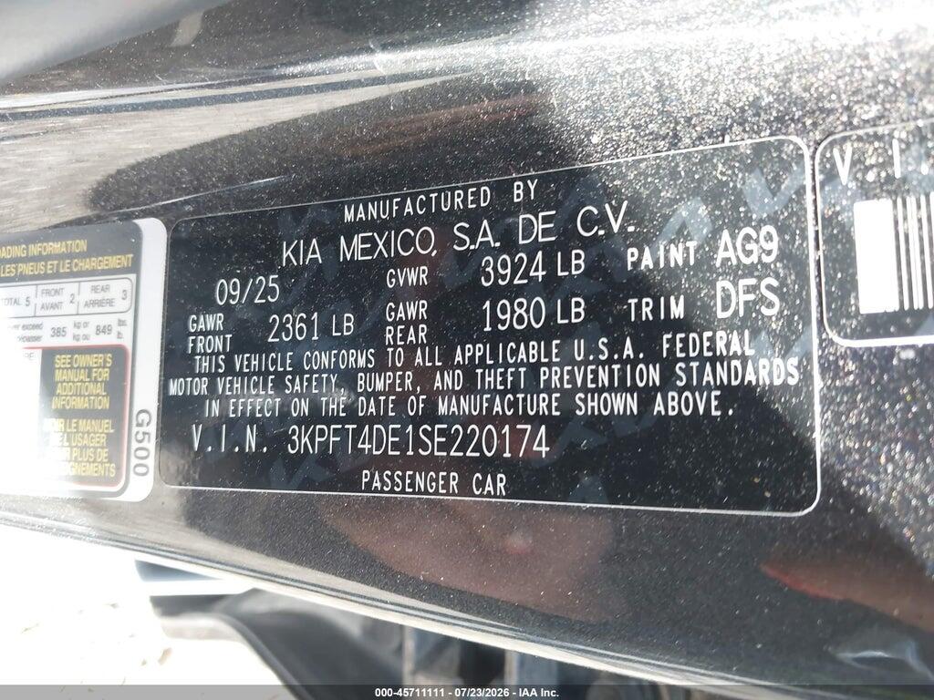 3KPFT4DE1SE220174 2025 KIA K4 photo no. 9