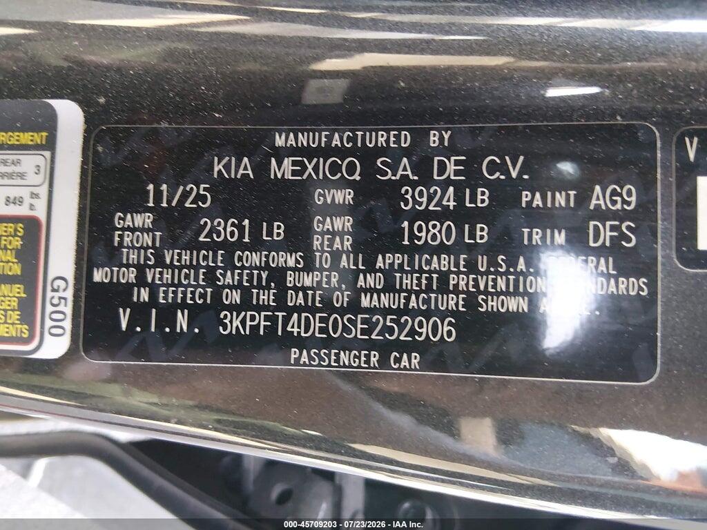 3KPFT4DE0SE252906 2025 KIA K4 photo no. 9