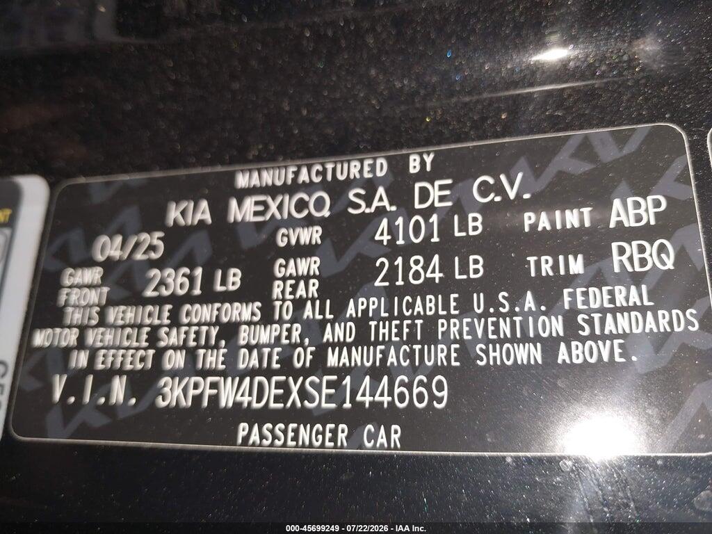 3KPFW4DEXSE144669 2025 KIA K4 photo no. 9