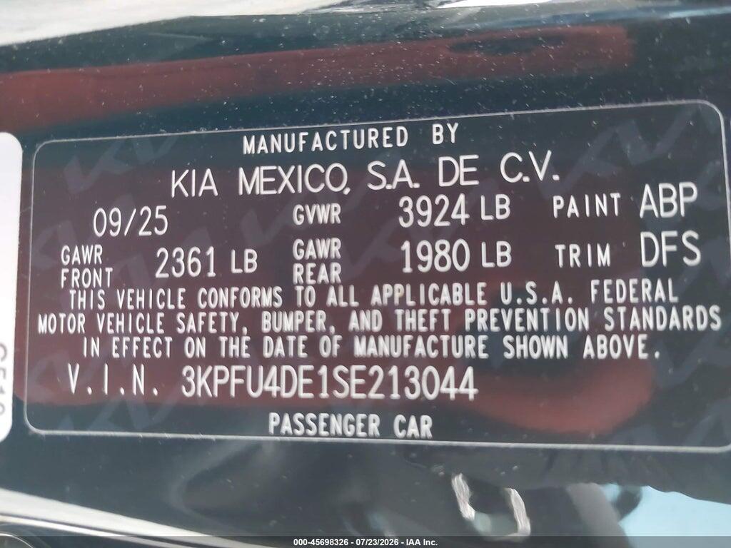 3KPFU4DE1SE213044 2025 KIA K4 photo no. 9
