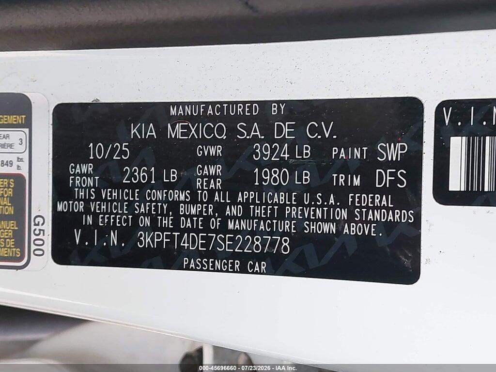 3KPFT4DE7SE228778 2025 KIA K4 photo no. 9