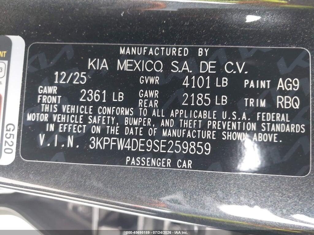 3KPFW4DE9SE259859 2025 KIA K4 photo no. 9