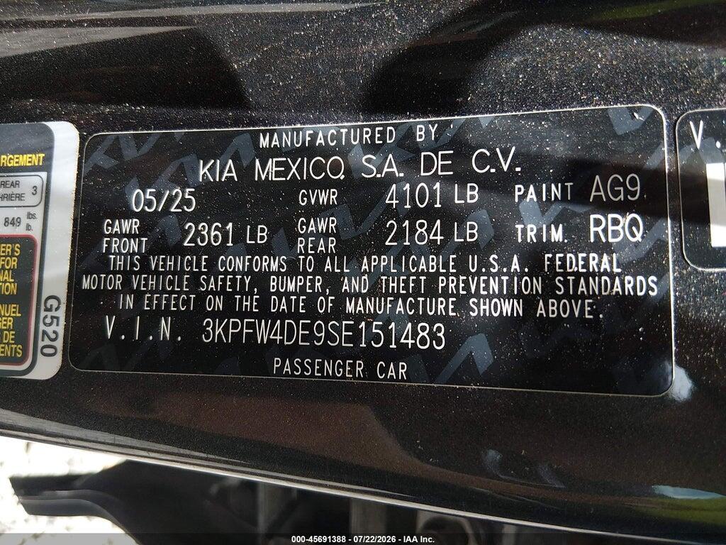3KPFW4DE9SE151483 2025 KIA K4 photo no. 9