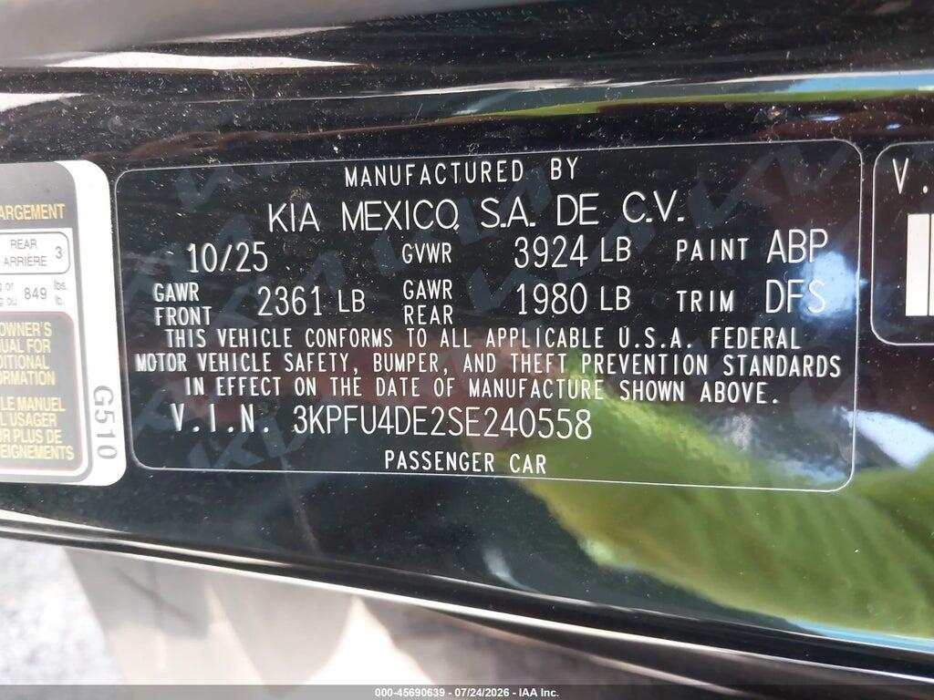 3KPFU4DE2SE240558 2025 KIA K4 photo no. 9