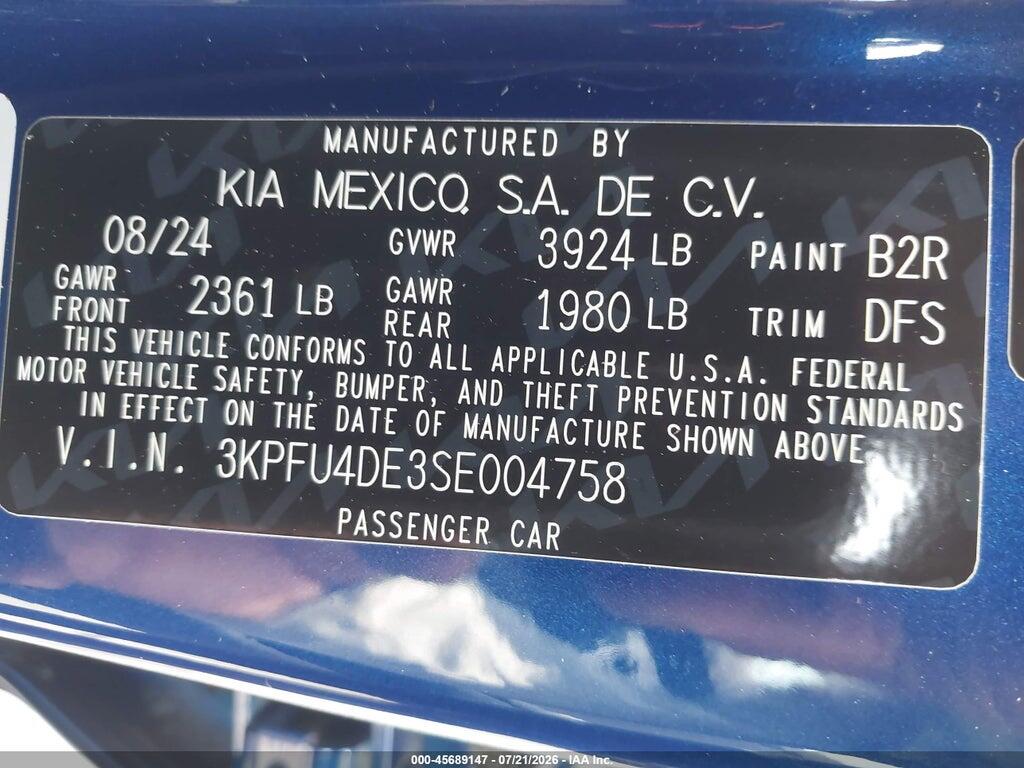3KPFU4DE3SE004758 2025 KIA K4 photo no. 9