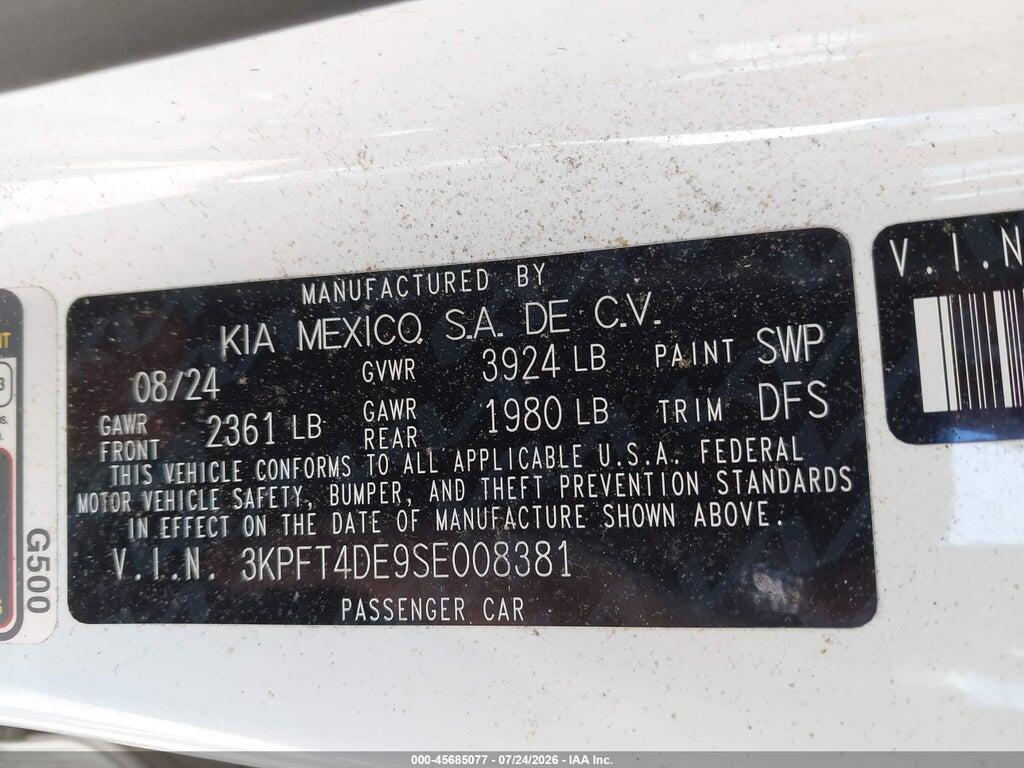 3KPFT4DE9SE008381 2025 KIA K4 photo no. 9