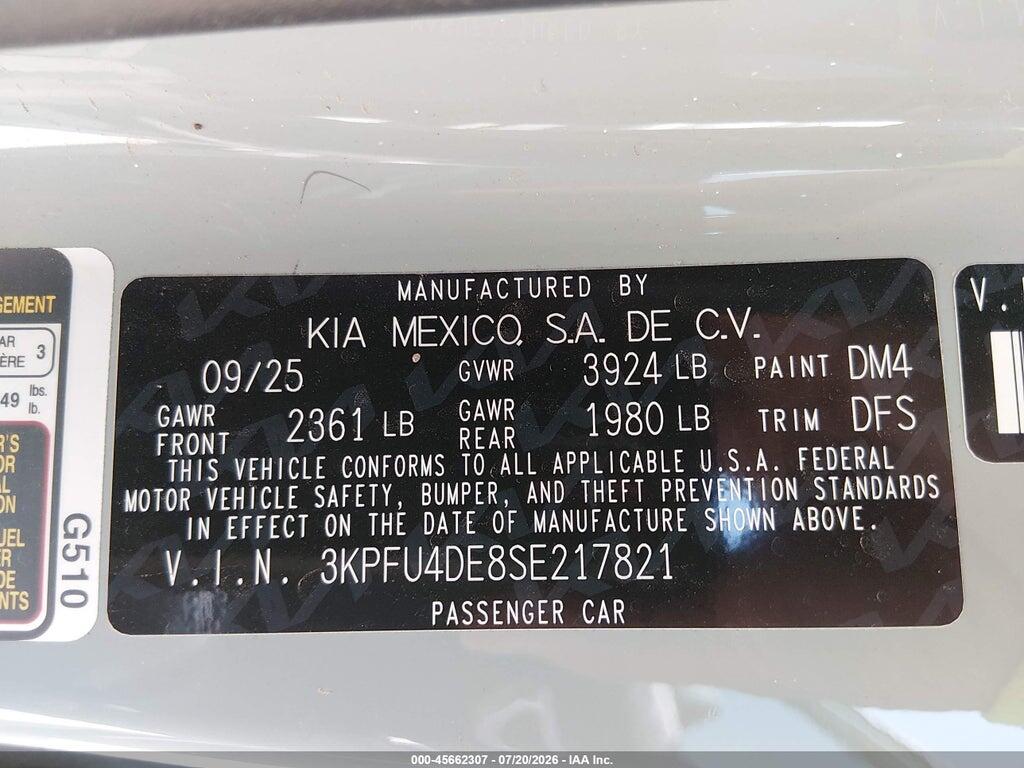 3KPFU4DE8SE217821 2025 KIA K4 photo no. 9