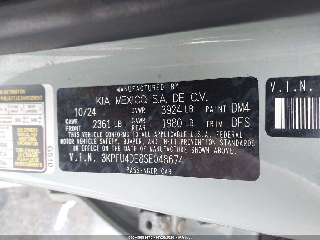 3KPFU4DE8SE048674 2025 KIA K4 photo no. 9
