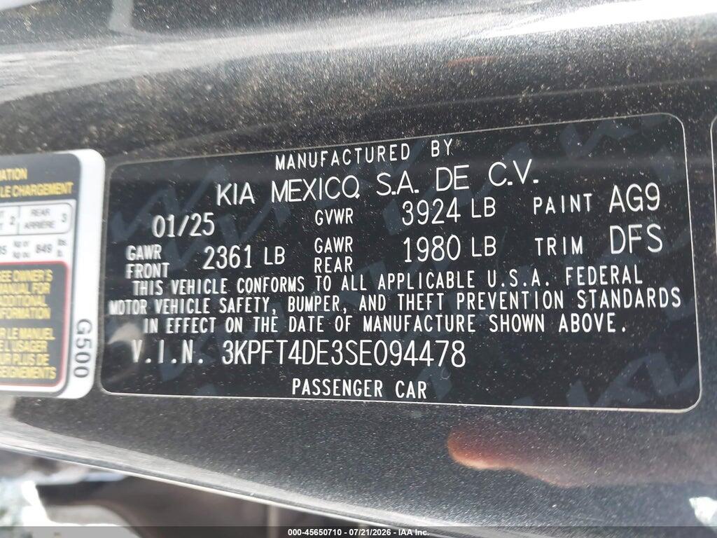 3KPFT4DE3SE094478 2025 KIA K4 photo no. 9