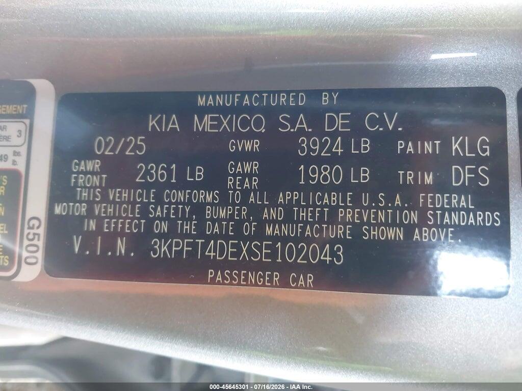 3KPFT4DEXSE102043 2025 KIA K4 photo no. 9