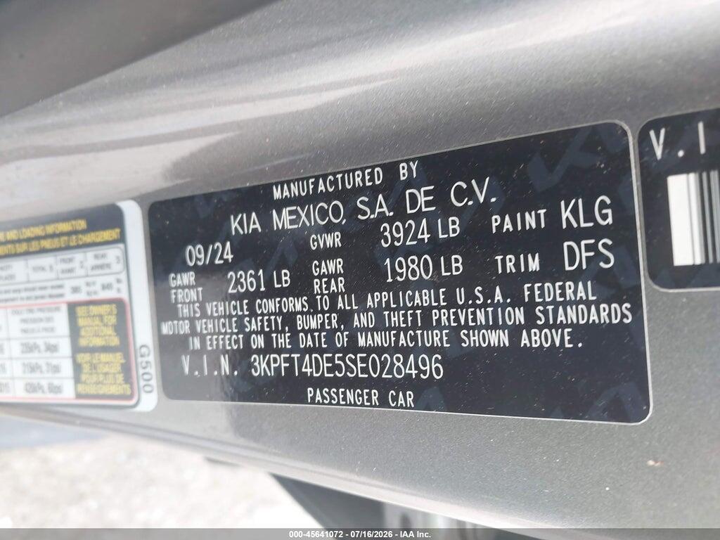 3KPFT4DE5SE028496 2025 KIA K4 photo no. 9