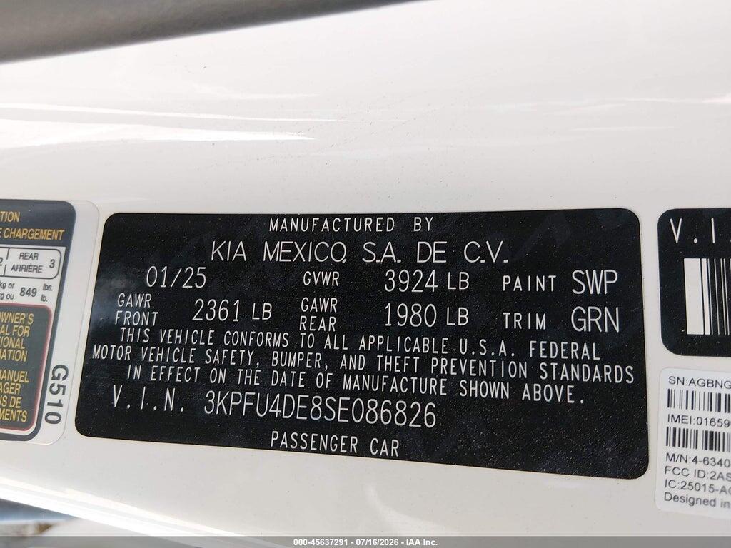 3KPFU4DE8SE086826 2025 KIA K4 photo no. 9