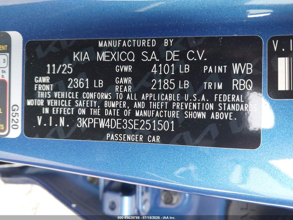 3KPFW4DE3SE251501 2025 KIA K4 photo no. 9