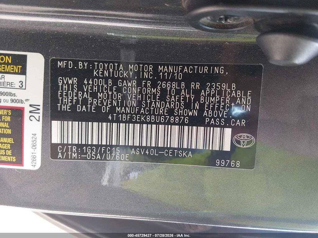 4T1BF3EK8BU678876 2011 TOYOTA CAMRY photo no. 9