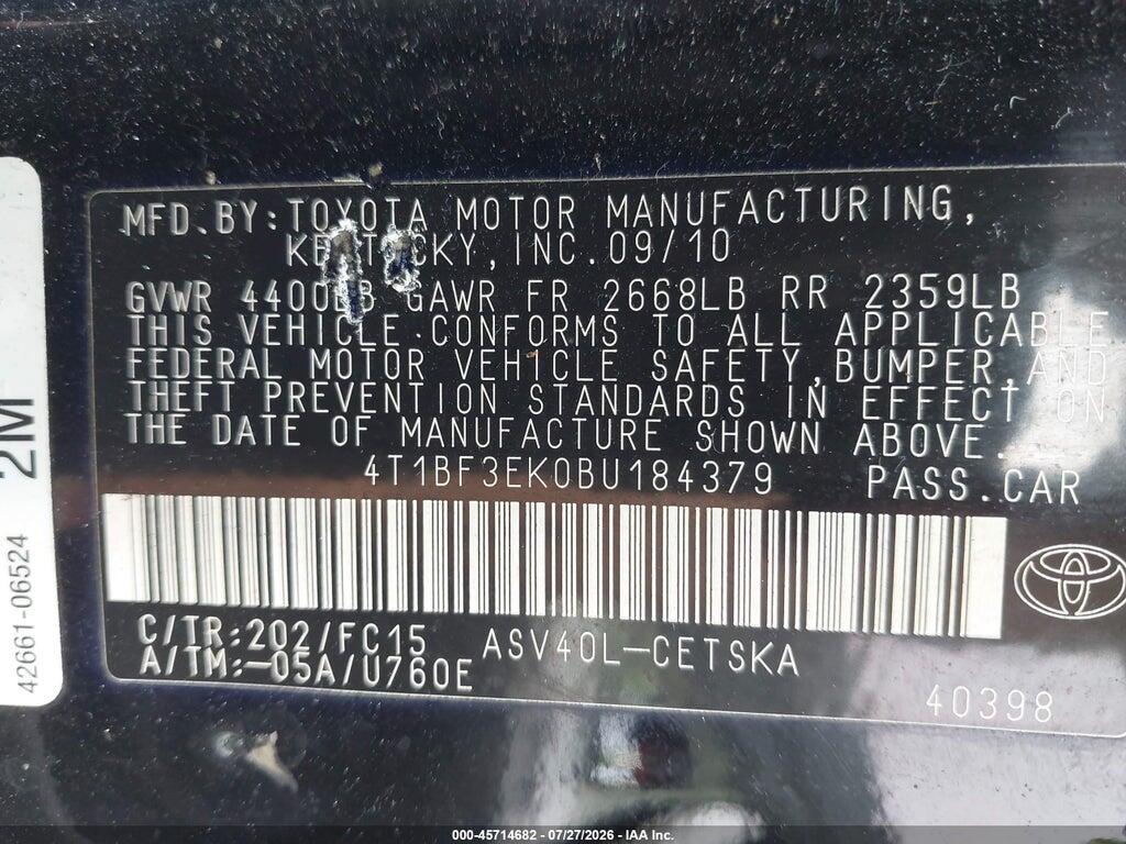 4T1BF3EK0BU184379 2011 TOYOTA CAMRY photo no. 9