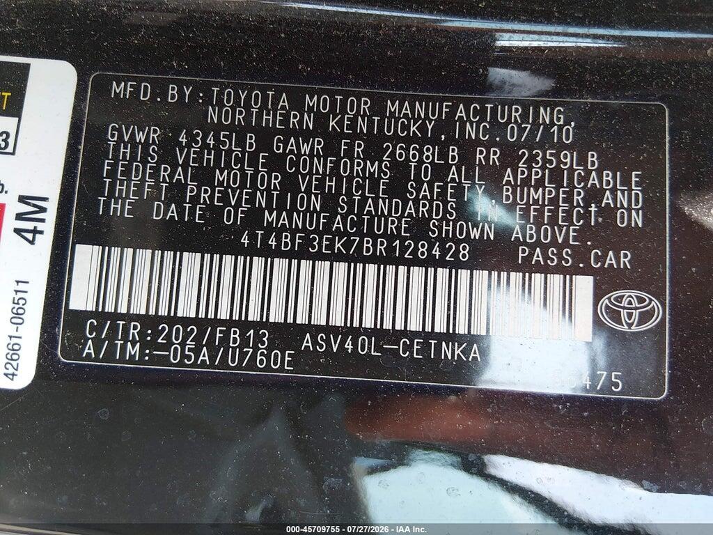 4T4BF3EK7BR128428 2011 TOYOTA CAMRY photo no. 9