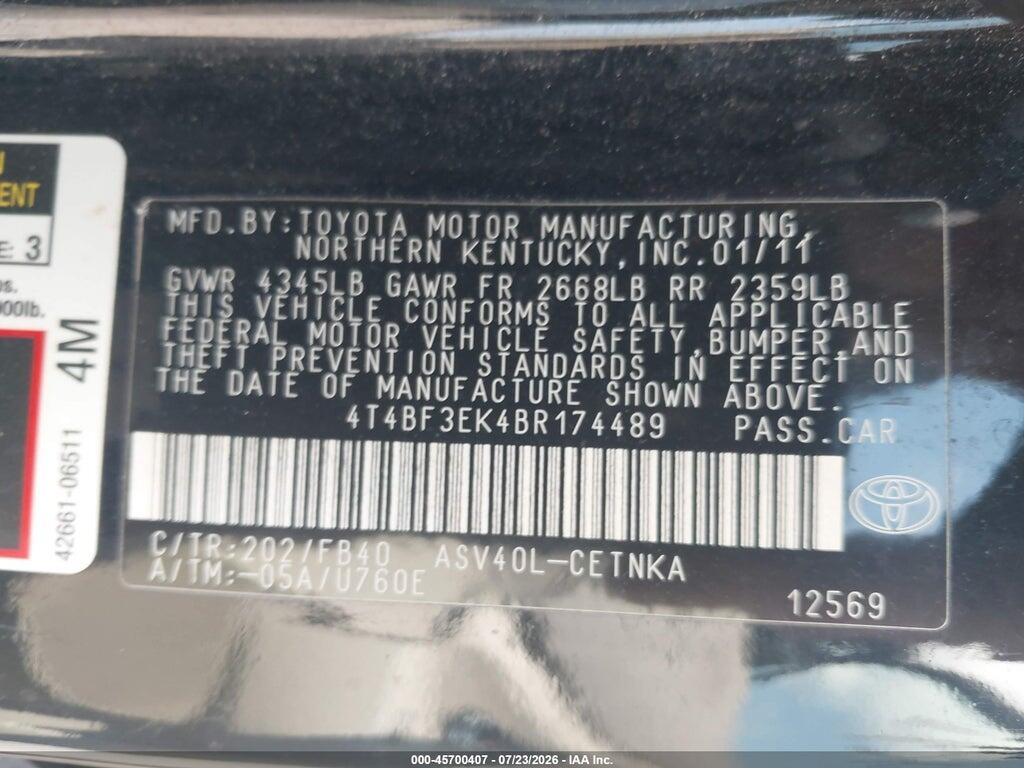 4T4BF3EK4BR174489 2011 TOYOTA CAMRY photo no. 9