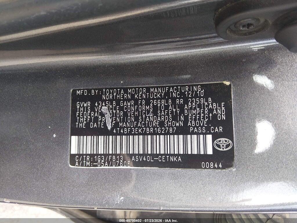 4T4BF3EK7BR162787 2011 TOYOTA CAMRY photo no. 9