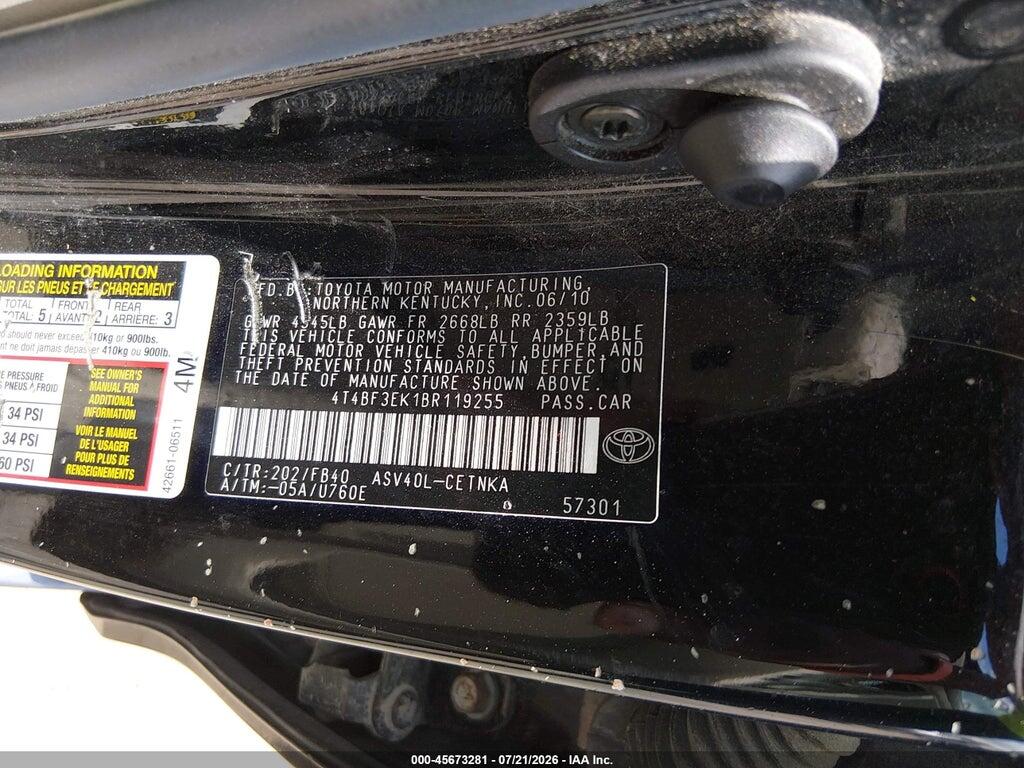4T4BF3EK1BR119255 2011 TOYOTA CAMRY photo no. 9