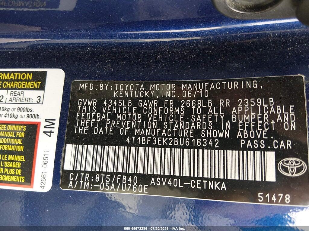4T1BF3EK2BU616342 2011 TOYOTA CAMRY photo no. 9