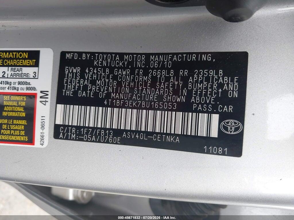 4T1BF3EK7BU165053 2011 TOYOTA CAMRY photo no. 9