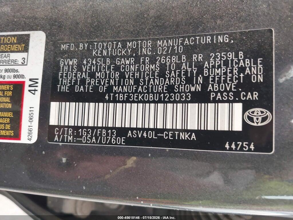 4T1BF3EK0BU123033 2011 TOYOTA CAMRY photo no. 9