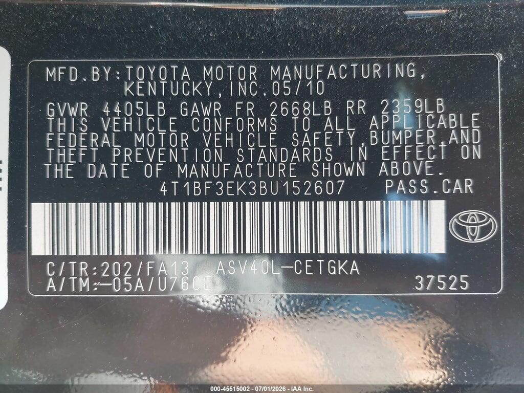4T1BF3EK3BU152607 2011 TOYOTA CAMRY photo no. 9