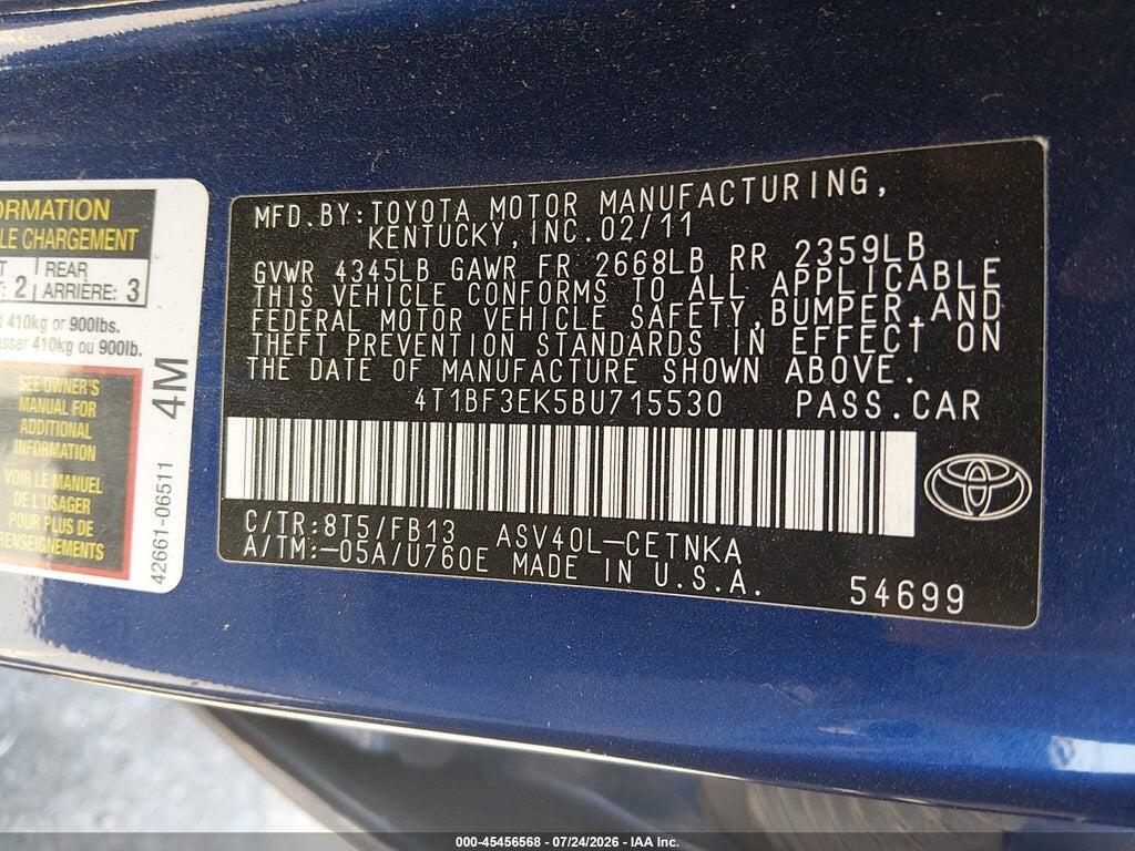 4T1BF3EK5BU715530 2011 TOYOTA CAMRY photo no. 9