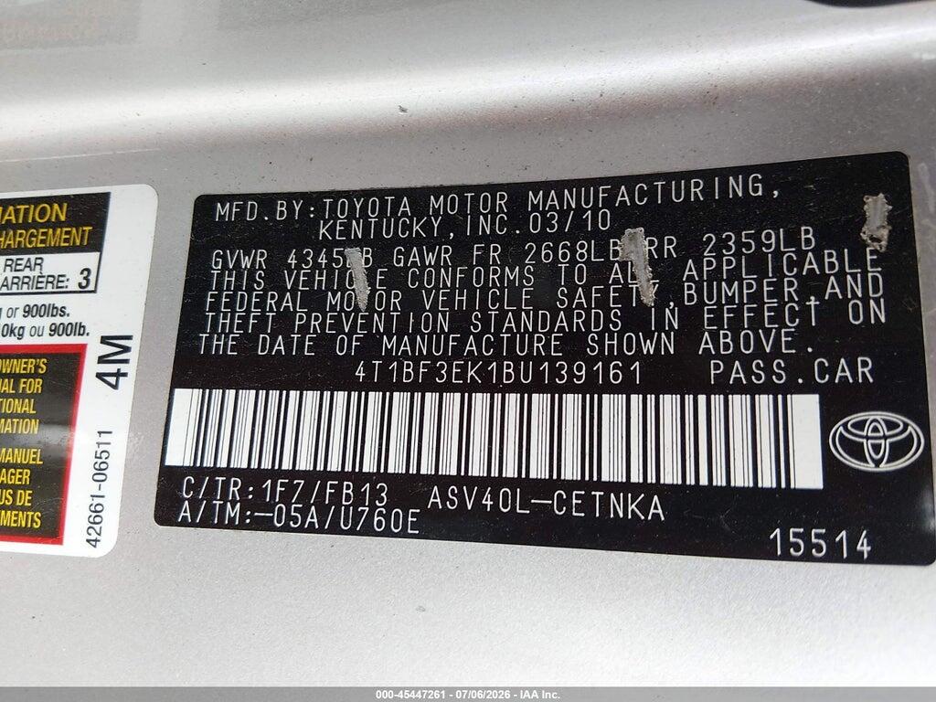 4T1BF3EK1BU139161 2011 TOYOTA CAMRY photo no. 9