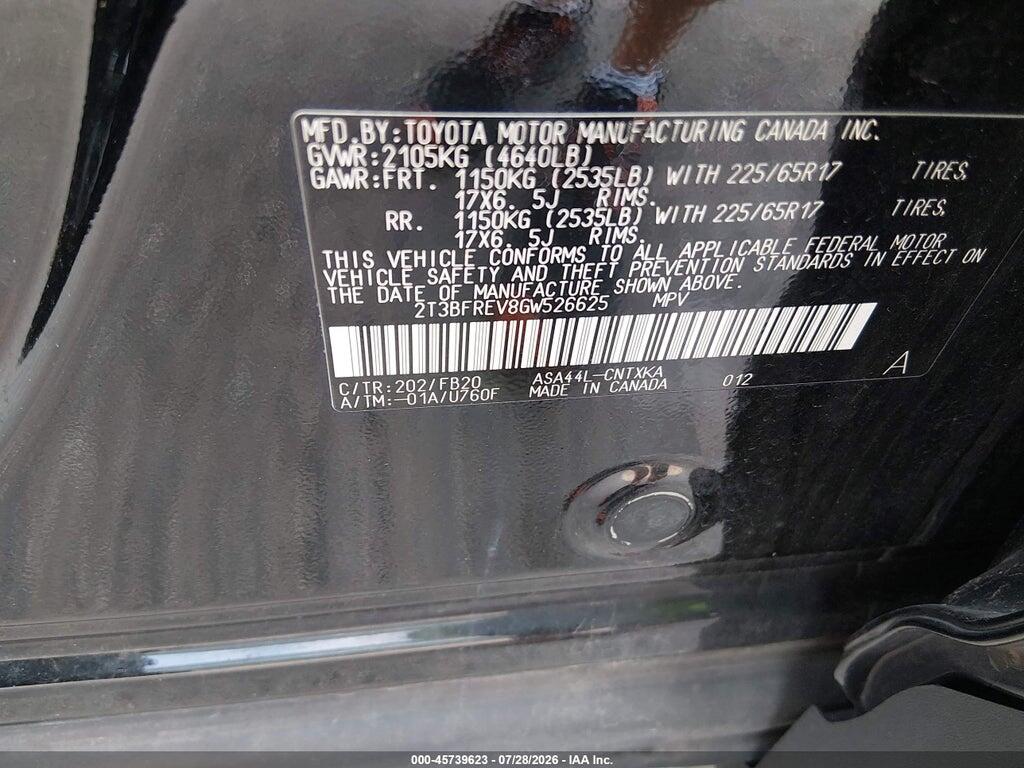 2T3BFREV8GW526625 2016 TOYOTA RAV4 photo no. 9