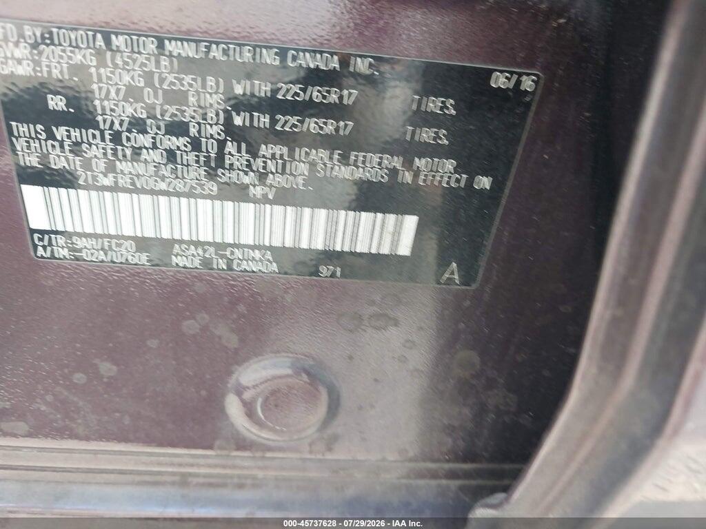 2T3WFREV0GW287539 2016 TOYOTA RAV4 photo no. 9