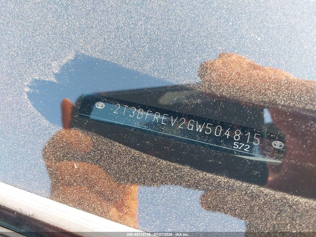 2T3BFREV2GW504815 2016 TOYOTA RAV4 photo no. 9