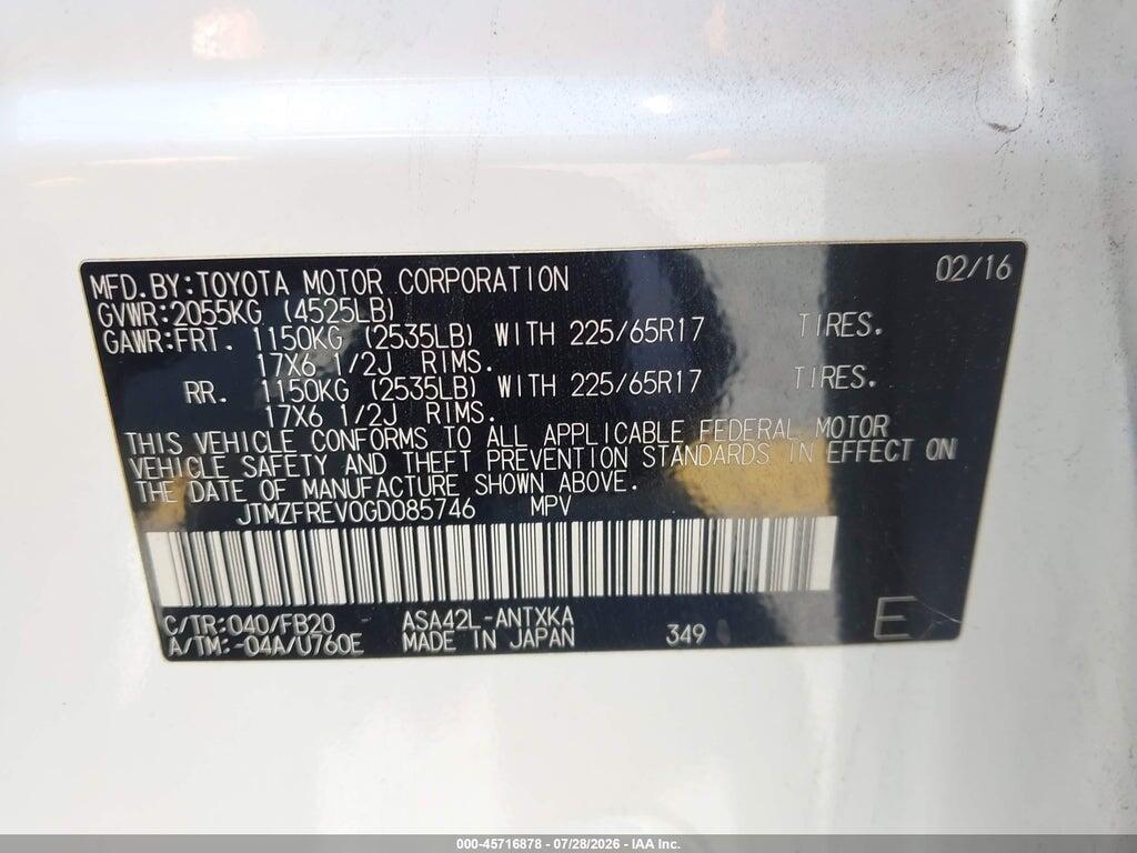 JTMZFREV0GD085746 2016 TOYOTA RAV4 photo no. 9