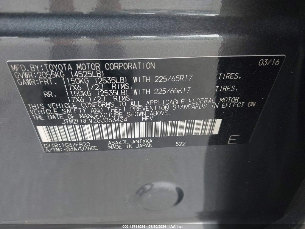 JTMZFREV2GJ083434 2016 TOYOTA RAV4 photo no. 9